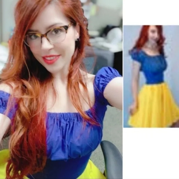 Handmade pinup dress retro rockabilly cottagecore, blue & yellow size small - Picture 2 of 3